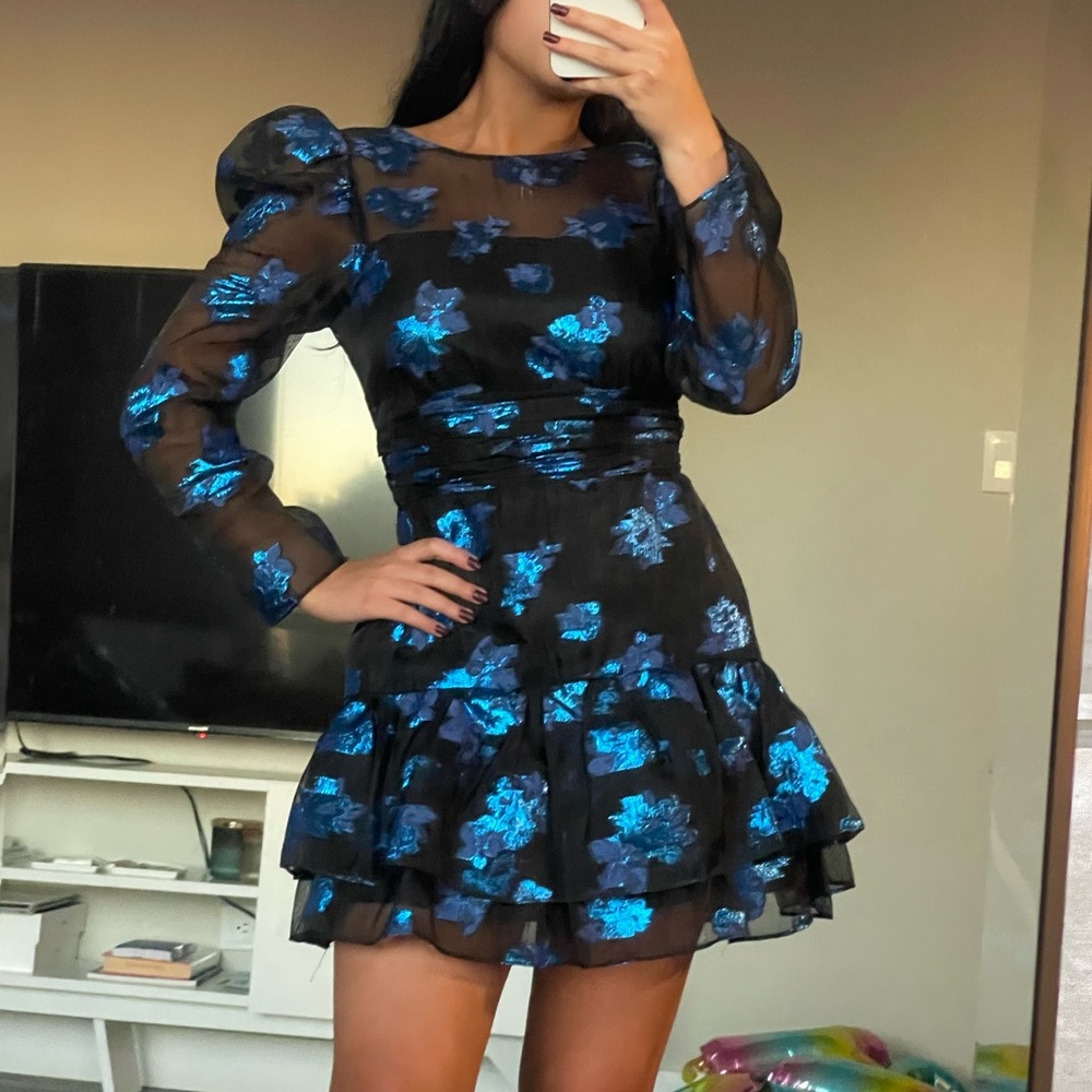 Black and blue floral dress Zara
